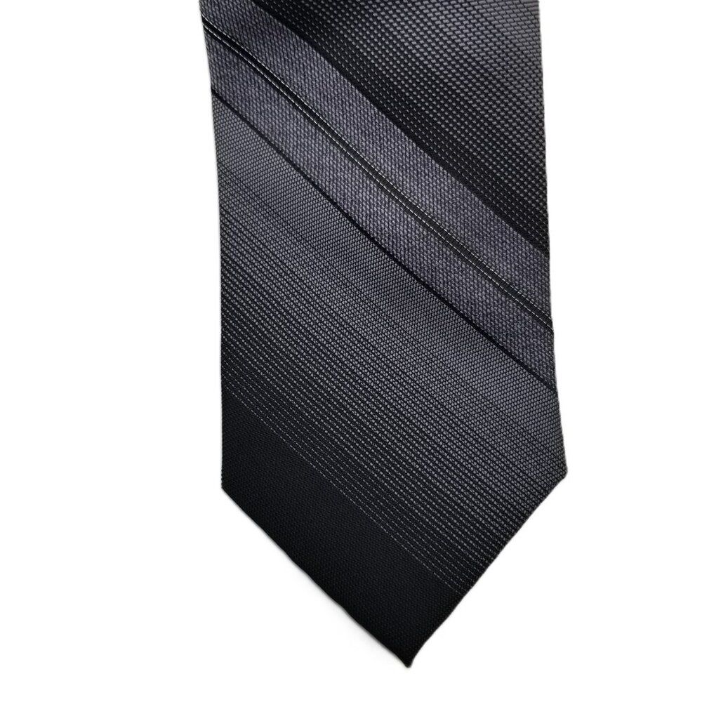 Van Heusen Men's Slim Tie Black Silver Metallic Diagonal Stripe 2.75 in Formal